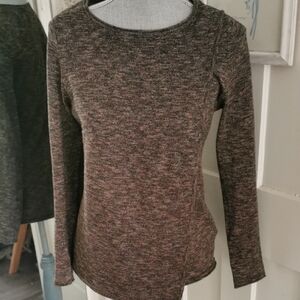JANA Assymetrical Split Hem Careerwear Heathered Long Sleeve Top. Size XS